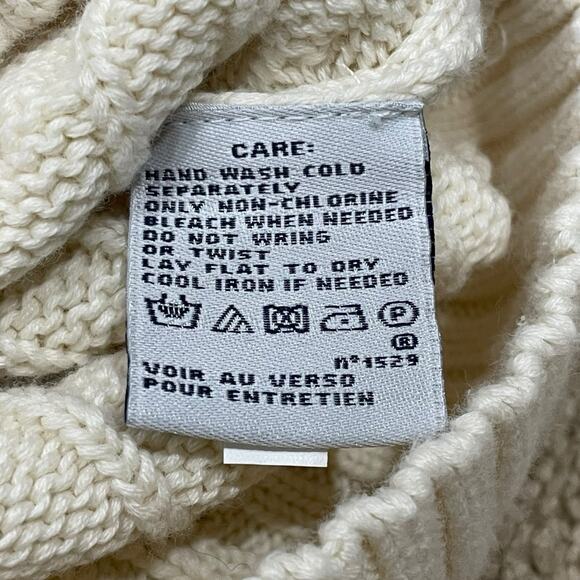 Ralph Lauren Sport Sweater Womens L Cable Knit Turtleneck Pullover Preppy Cream - Picture 5 of 8